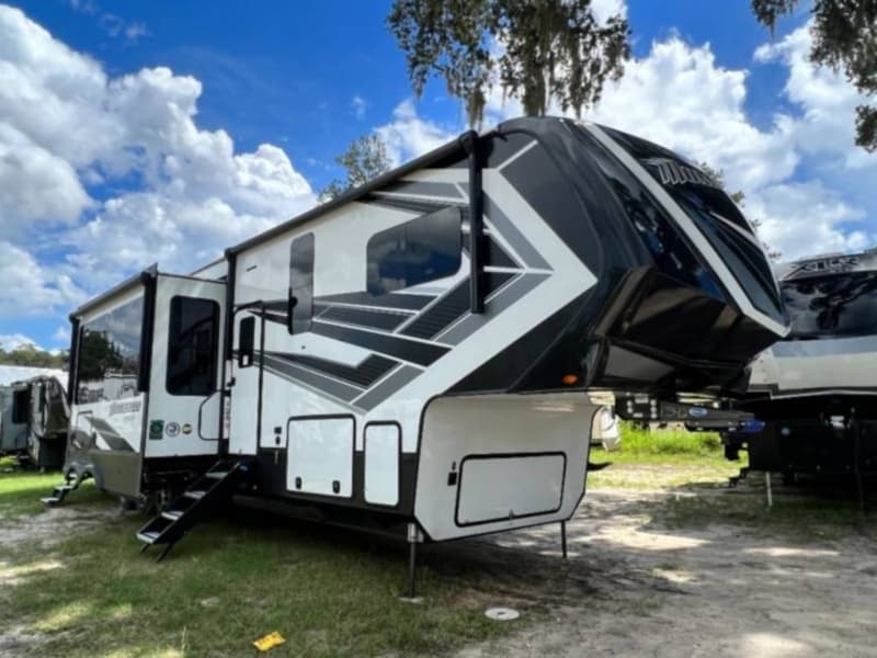 Best Travel Trailers with Office Space Grand Design Momentum 397THS Exterior