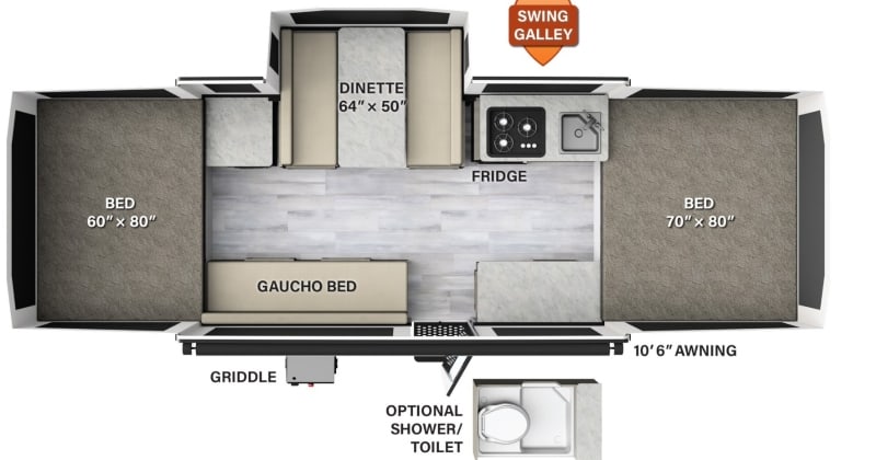 Best Popup Campers for Beginners Rockwood Tent Freedom 2318G Floorplan