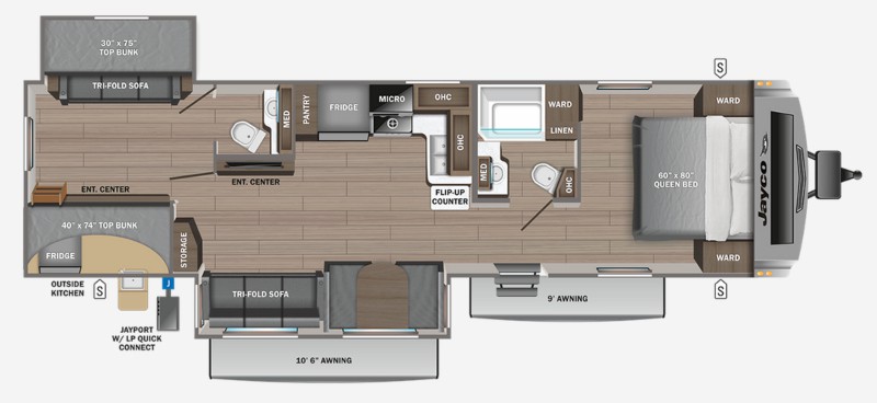 Travel Trailers For Families Travel Trailers for Full-Time Families Jayco White Hawk 32BH Floorplan