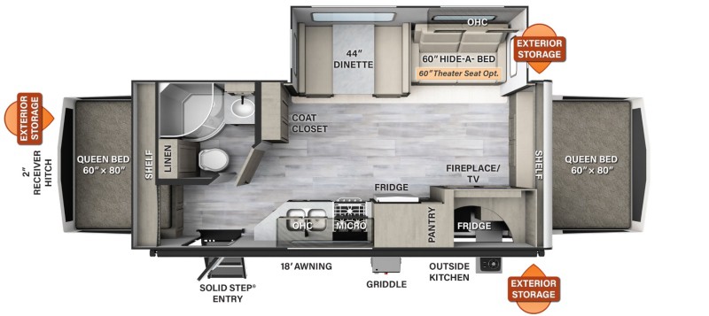 Travel Trailers for ½ Ton Trucks Flagstaff Shamrock 235S Floorplan