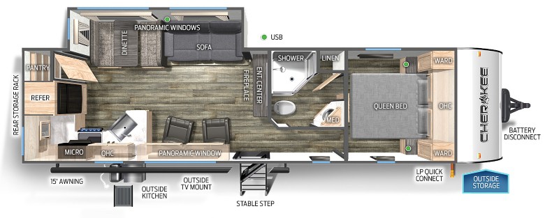 Travel Trailers for ½ Ton Trucks Forest River Cherokee 274RK Floorplan