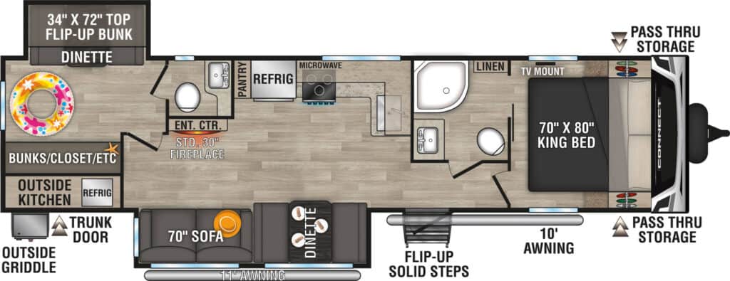 Travel Trailers for ½ Ton Trucks KZ Connect C322BHK Floorplan