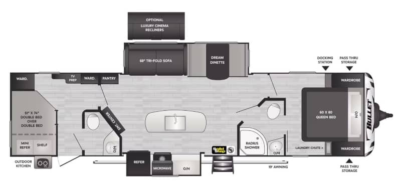 Travel Trailers for ½ Ton Trucks Keystone Bullet 330BHS Floorplan