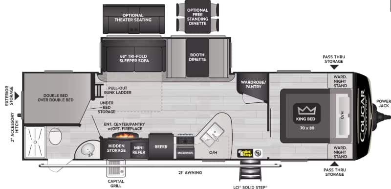 Travel Trailers for ½ Ton Trucks Keystone Cougar Half Ton 29BHSWE Floorplan