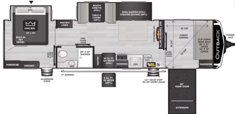 Travel Trailers for Half Ton Trucks Keystone RV Outback 342CG Floorplan