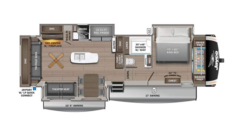 Travel Trailers For Families Overall Travel Trailers for Families Jayco Eagle Fifth Wheel 321RSTS Floorplan