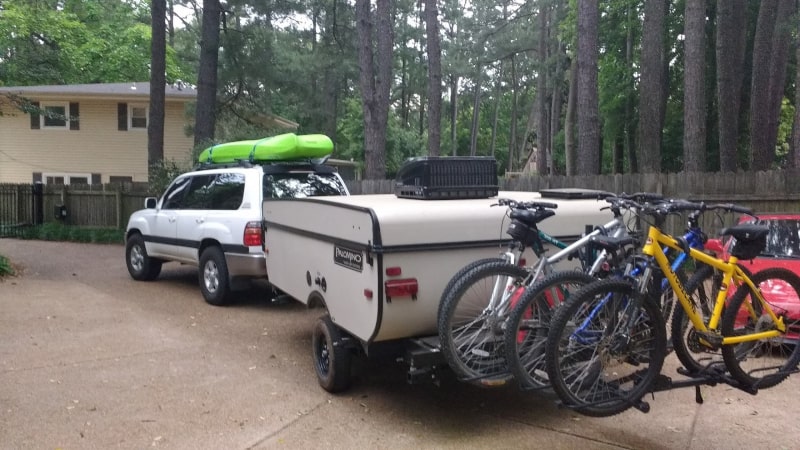 Pop up clearance camper bike rack