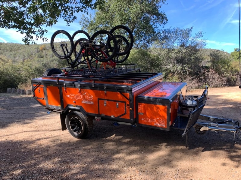 bike rack on top of trailer