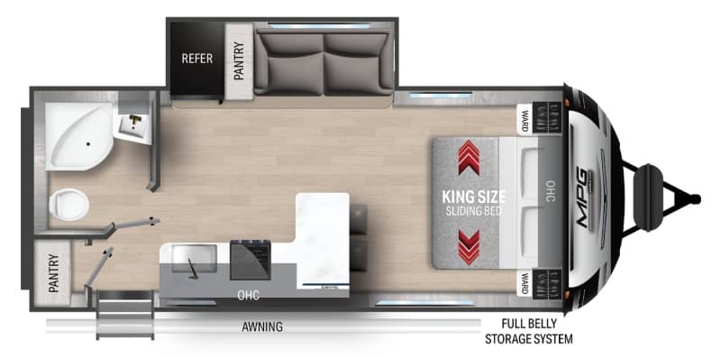 Travel Trailer With No Dinette Cruiser RV MPG 2100RB Floorplan