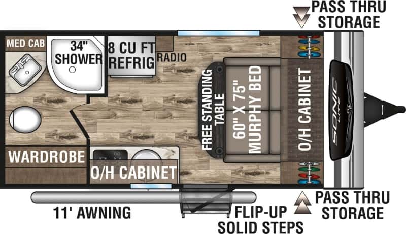 Travel Trailer With No Dinette Venture Sonic Lite 150VRB Floorplan