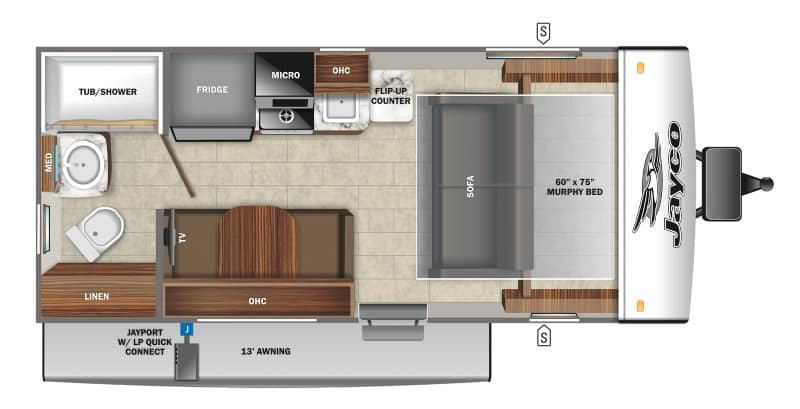 Travel Trailers Without Slideouts Jayco Jay Feather Micro 173MRB Floorplan