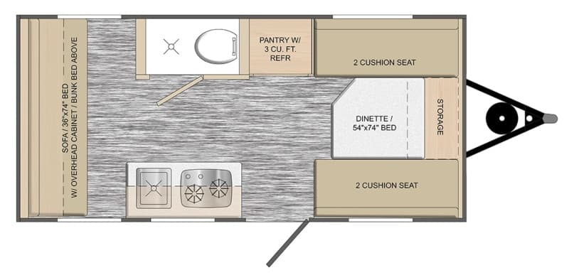 Travel Trailers Without Slideouts Travel Lite Rove Lite 14BH Floorplan
