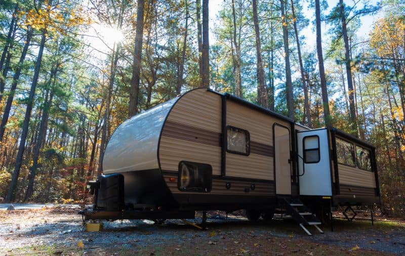 The slideout is the extended part of this travel trailer