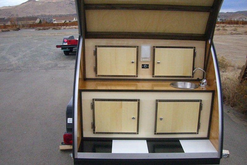 DIY Teardrop Camper Build Kits Big Woody Teardrop Camper Ultimate Kit Kitchen Hatch