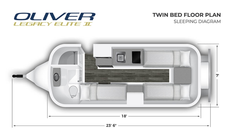 Oliver Travel Trailers Legacy Elite II Twin Bed Floorplan