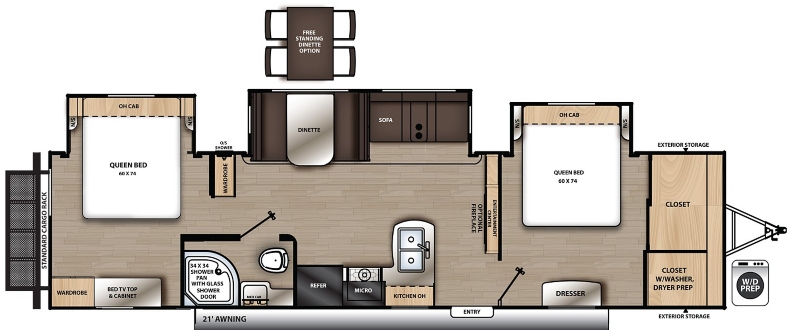 Coachmen Catalina Legacy 343BHTS Floorplan 2 Queens