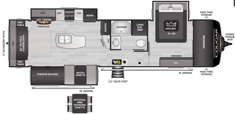 Keystone Cougar Half-Ton 33RLI Floorplan