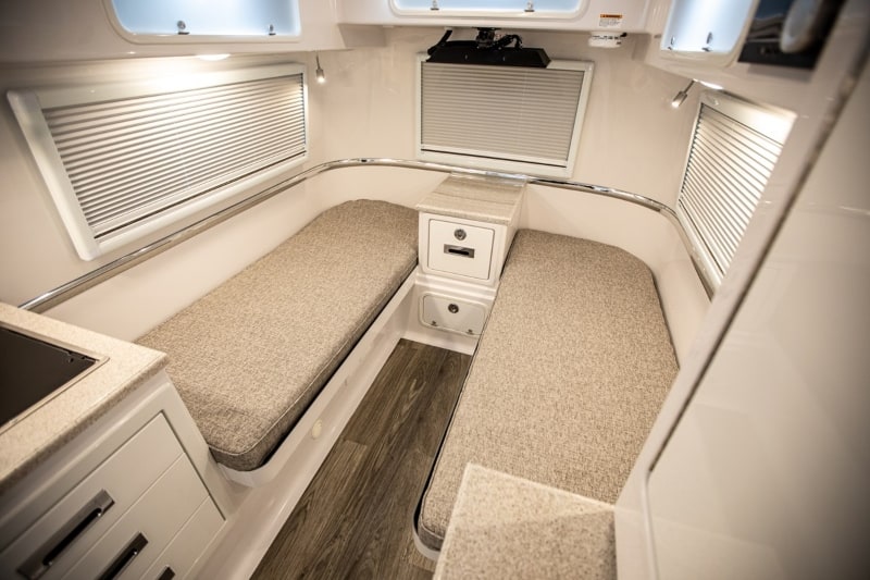 Photo of a well cared for travel trailer interior