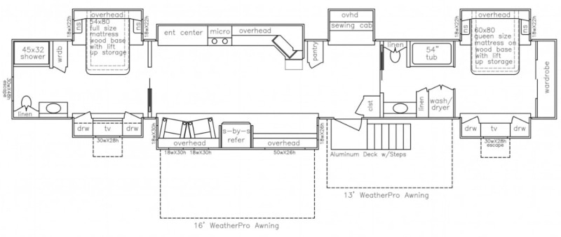 SpaceCraft mfg 57 foot fifth wheel Floorplan