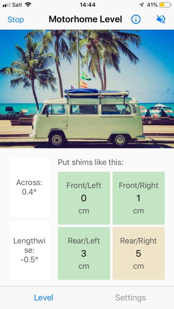 Motorhome Level App Unlevel