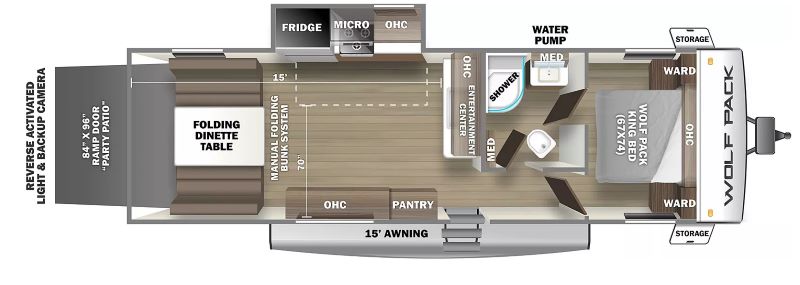 Cherokee Wolf Pack Gold Series Toy Hauler 23GOLD15 Floorplan