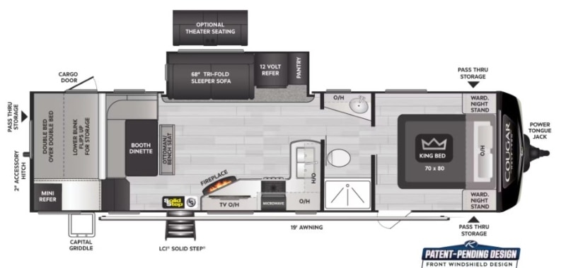 Keystone Cougar Half Ton 30BHS Floorplan