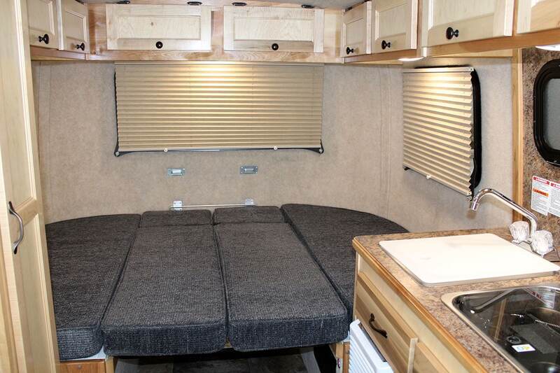 Scamp 13’ Deluxe interior small camper trailers with bathrooms