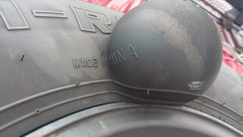 Tire with a large bulge in the sidewall - truck tires on travel trailers