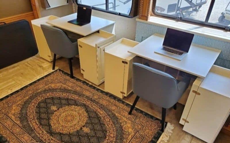 Office dest with two work stations in an RV - RV dinette replacement