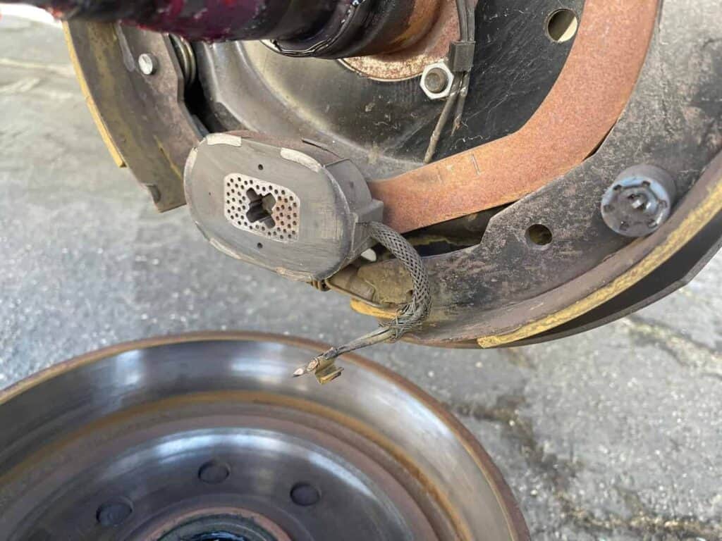 Brake drum removed showing brake parts