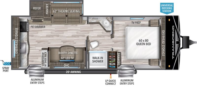 Grand Design Trancend Xplor 265BH Floorplan - Travel Trailer Sleeps 8