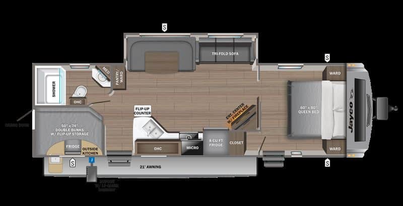 Jayco White Hawk 29BH Floorplan - Travel Trailer Sleeps 8